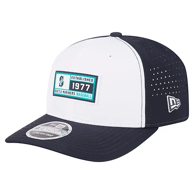Men's New Era White/Navy Seattle Mariners Established Patch 9SEVENTY Adjustable Hat