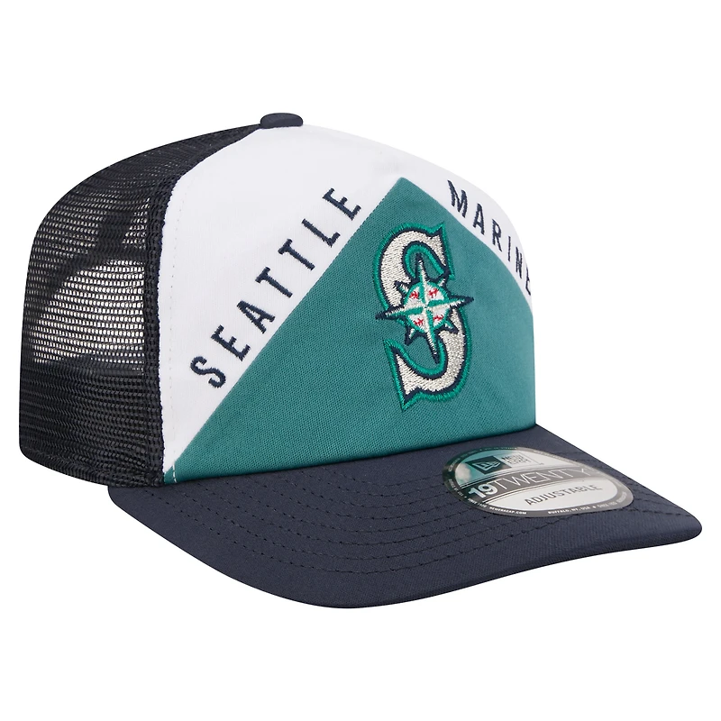 Casquette trucker ajustable New Era blanche et marine Seattle Mariners 19TWENTY pour homme