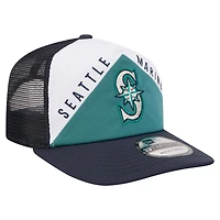 Casquette trucker ajustable New Era blanche et marine Seattle Mariners 19TWENTY pour homme