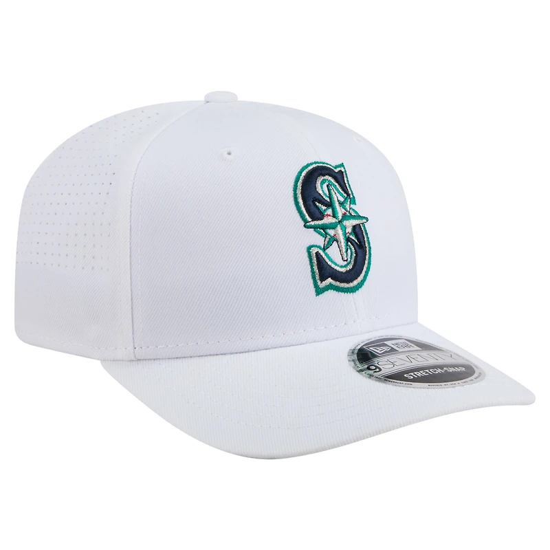 Casquette ajustable COOLERA 9SEVENTY blanche des Seattle Mariners de New Era pour homme