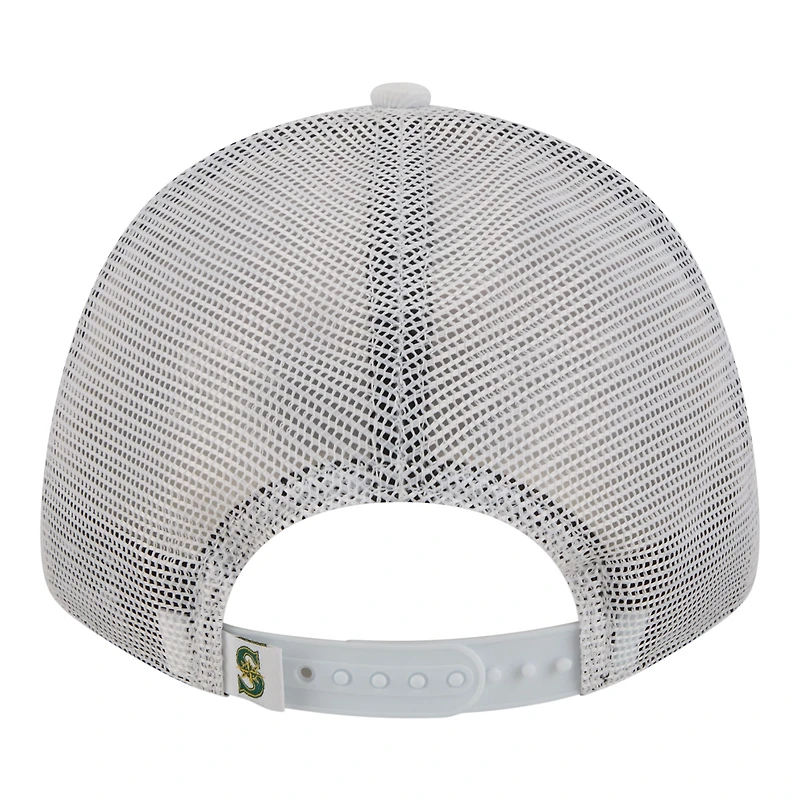Casquette trucker ajustable New Era 9FORTY blanche à motif drapeau des Mariners de Seattle pour homme