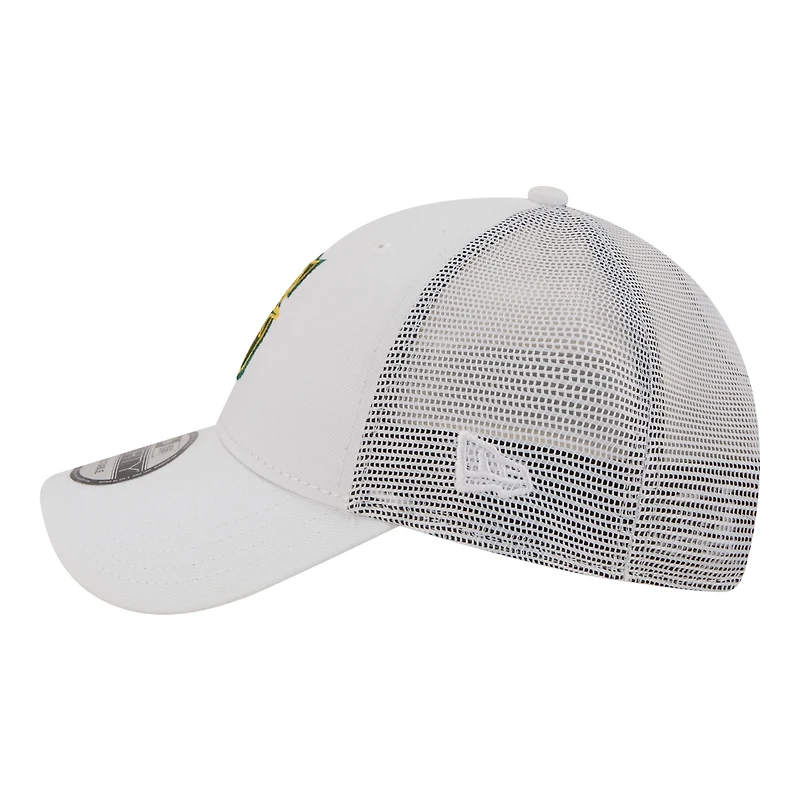 Casquette trucker ajustable New Era 9FORTY blanche à motif drapeau des Mariners de Seattle pour homme