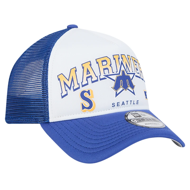 Casquette ajustable A-Frame Trucker 9FORTY rétro blanche Seattle Mariners pour homme de New Era