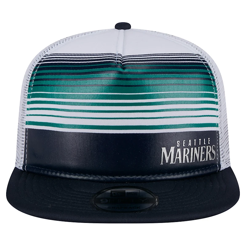 Men's New Era White Seattle Mariners Team Horizon 9FIFTY A-Frame Trucker Snapback Hat