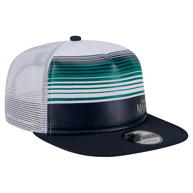Men's New Era White Seattle Mariners Team Horizon 9FIFTY A-Frame Trucker Snapback Hat