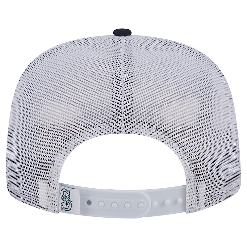 Men's New Era White Seattle Mariners Team Horizon 9FIFTY A-Frame Trucker Snapback Hat