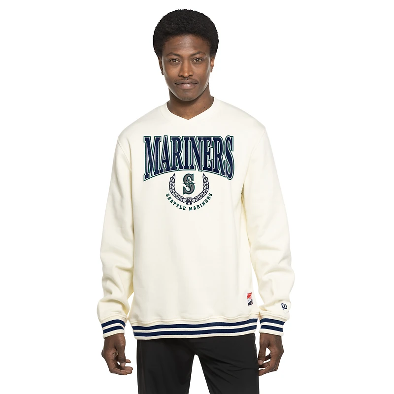 Sweat-shirt rétro blanc New Era Seattle Mariners pour homme