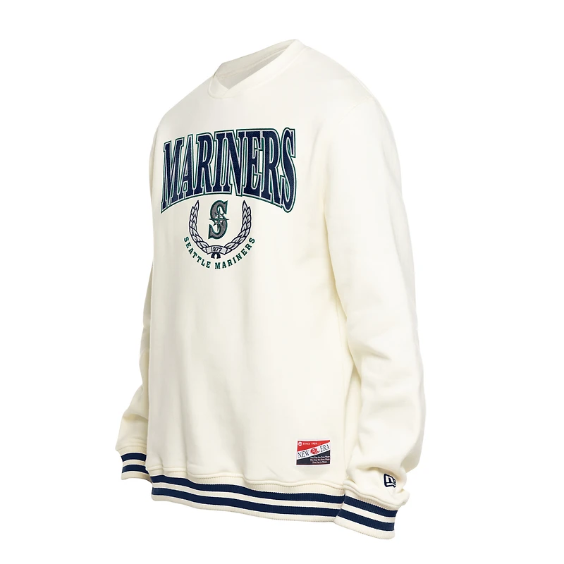 Sweat-shirt rétro blanc New Era Seattle Mariners pour homme