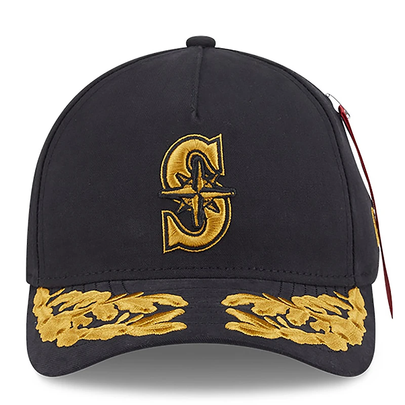Men's New Era x Alpha Industries  Black Seattle Mariners A-Frame 9FORTY Adjustable Hat