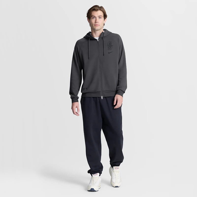 Men's Nike Anthracite Seattle Mariners Authentic Collection Player Raglan Dri-FIT Full-Zip Hoodie