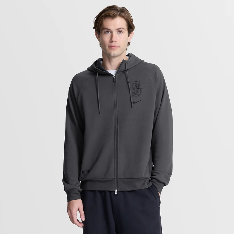 Sweat à capuche zippé Nike Seattle Mariners Authentic Collection Player Raglan Dri-FIT anthracite pour homme