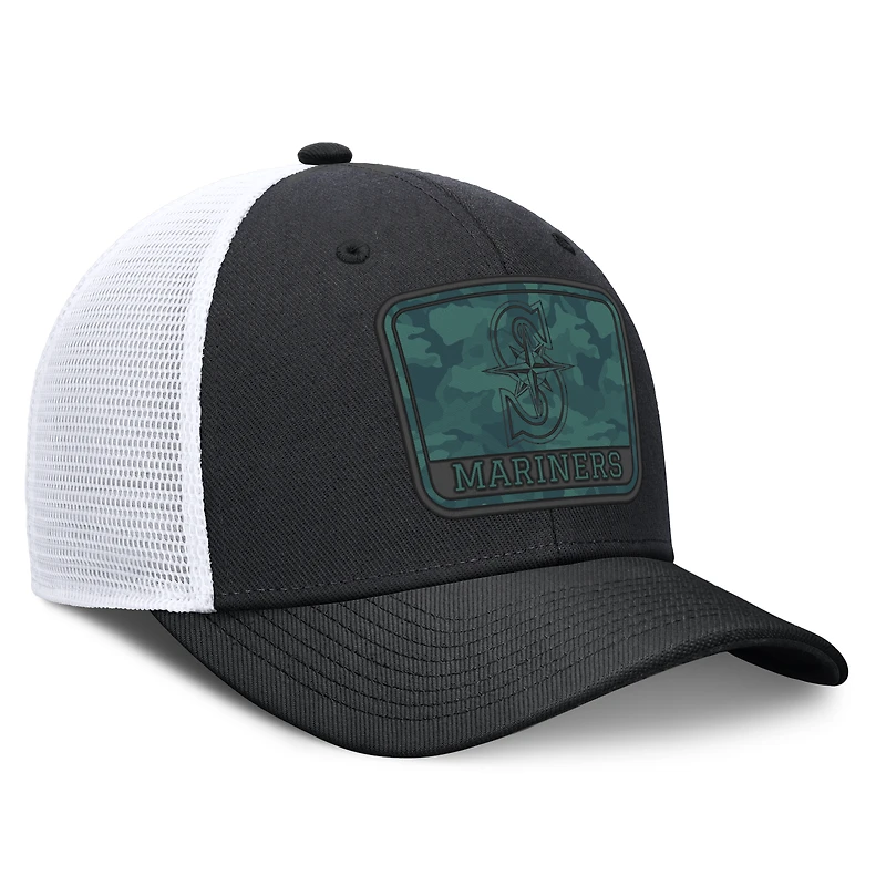 Men's Nike Black/White Seattle Mariners Camo Rise Trucker Dri-FIT Adjustable Hat