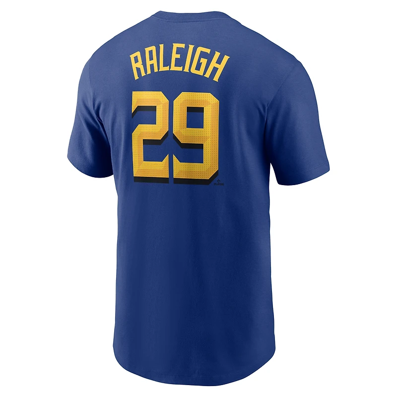 Men's Nike Cal Raleigh Royal Seattle Mariners City Connect Fuse Name & Number T-Shirt
