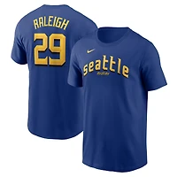 Men's Nike Cal Raleigh Royal Seattle Mariners City Connect Fuse Name & Number T-Shirt