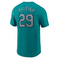 T-shirt Nike Cal Raleigh Aqua Seattle Mariners Fuse avec nom et numéro intégrés pour homme