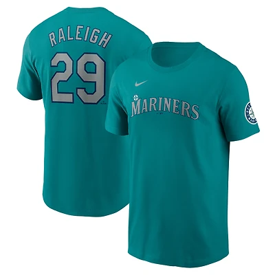 Men's Nike Cal Raleigh Aqua Seattle Mariners Fuse Name & Number Inline T-Shirt