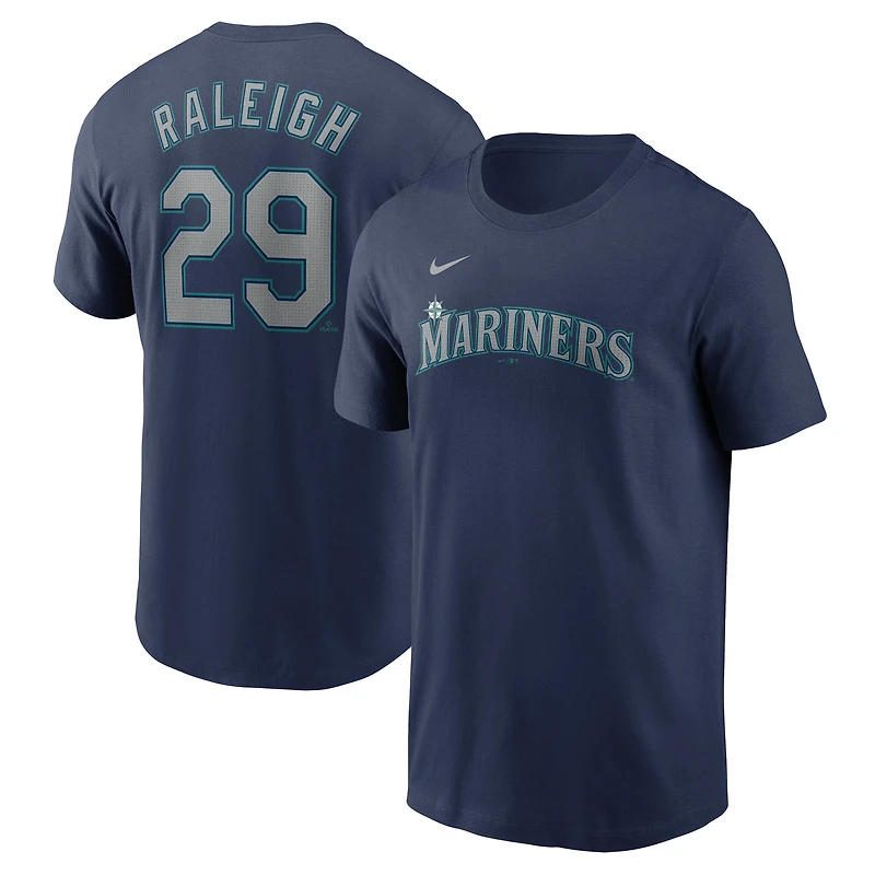 T-shirt Nike Cal Raleigh bleu marine pour homme, avec nom et numéro Fuse des Seattle Mariners
