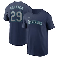 T-shirt Nike Cal Raleigh bleu marine pour homme, avec nom et numéro Fuse des Seattle Mariners