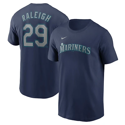 Men's Nike Cal Raleigh Navy Seattle Mariners Fuse Name & Number T-Shirt