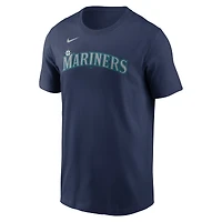 T-shirt Nike Cal Raleigh bleu marine pour homme, avec nom et numéro de joueur surnom des Seattle Mariners