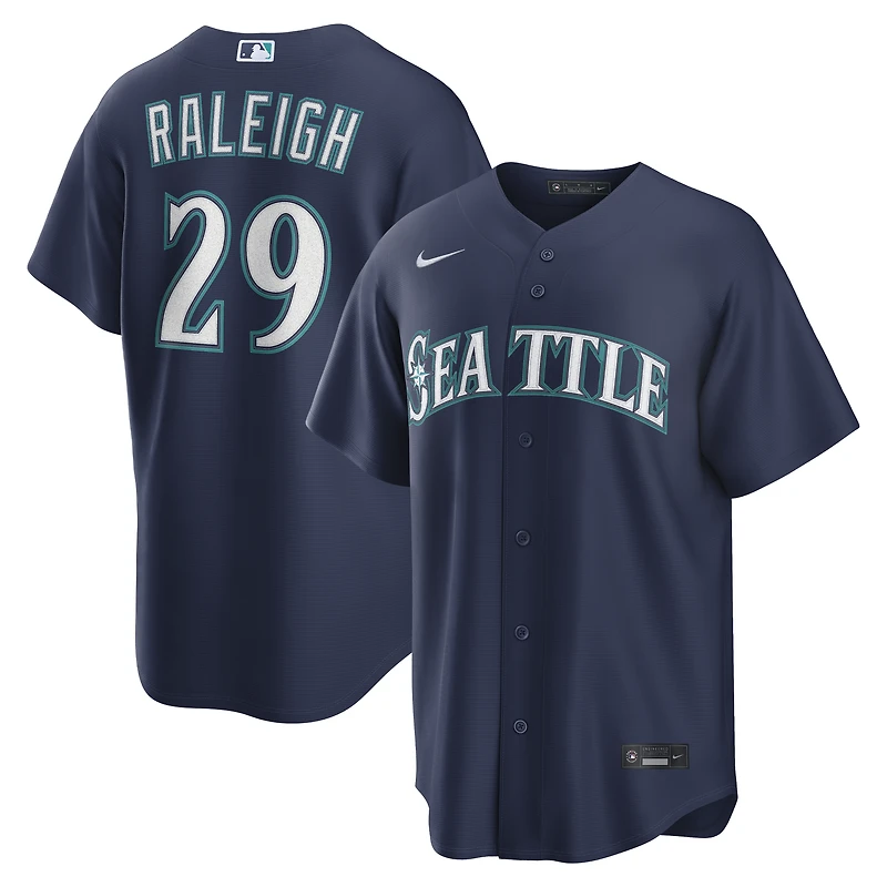 Men's Nike Cal Raleigh Navy Seattle Mariners Road Replica Jersey