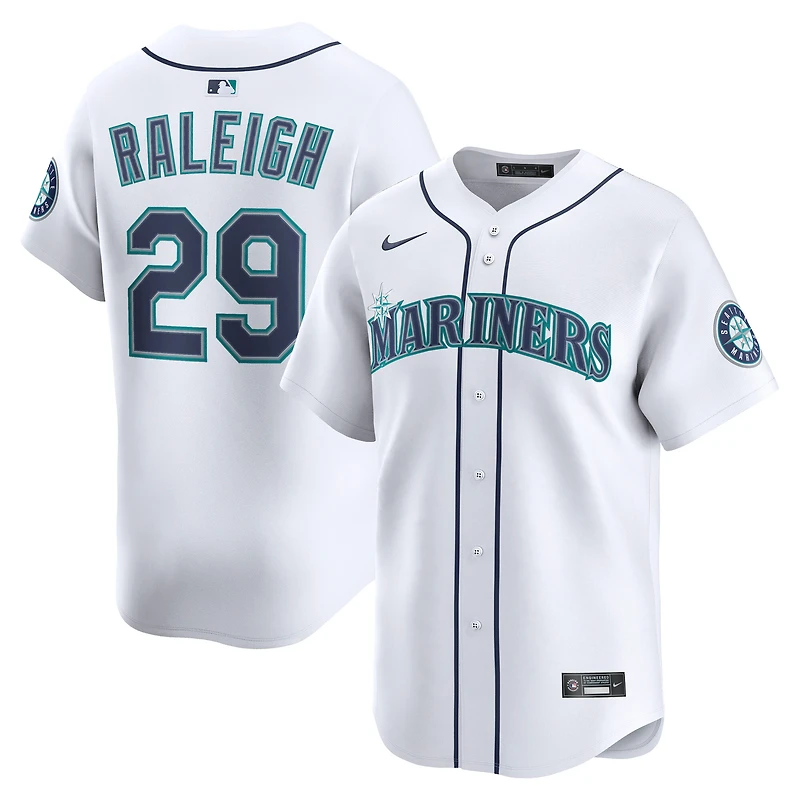 Maillot Nike Cal Raleigh pour homme, édition limitée, blanc, domicile des Seattle Mariners