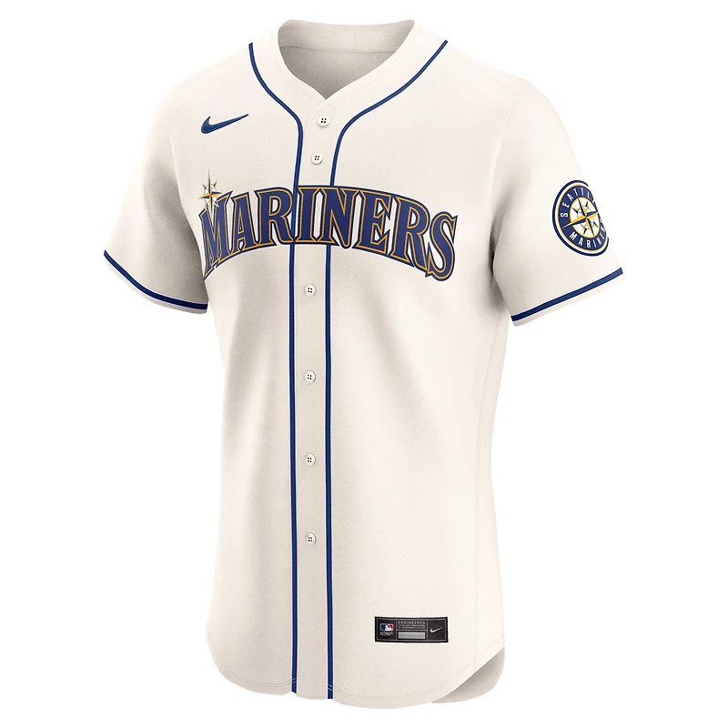 Men's Nike Cream Seattle Mariners Alternate Vapor Premier Elite Patch Jersey