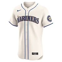 Men's Nike Cream Seattle Mariners Alternate Vapor Premier Elite Patch Jersey