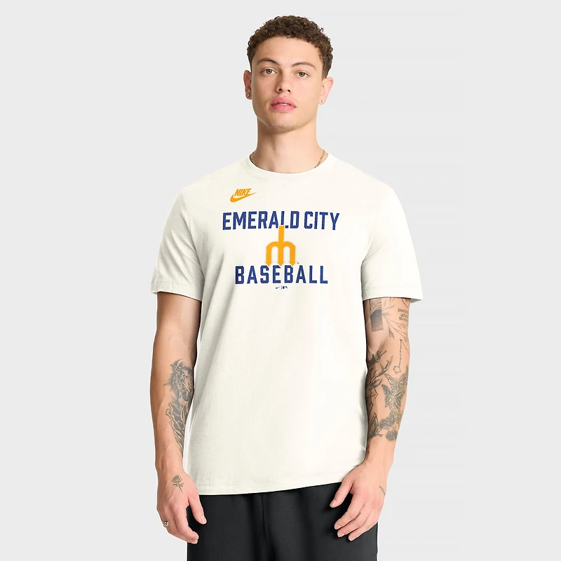 T-shirt Nike crème pour homme, collection Seattle Mariners Cooperstown, inspiré des années 70