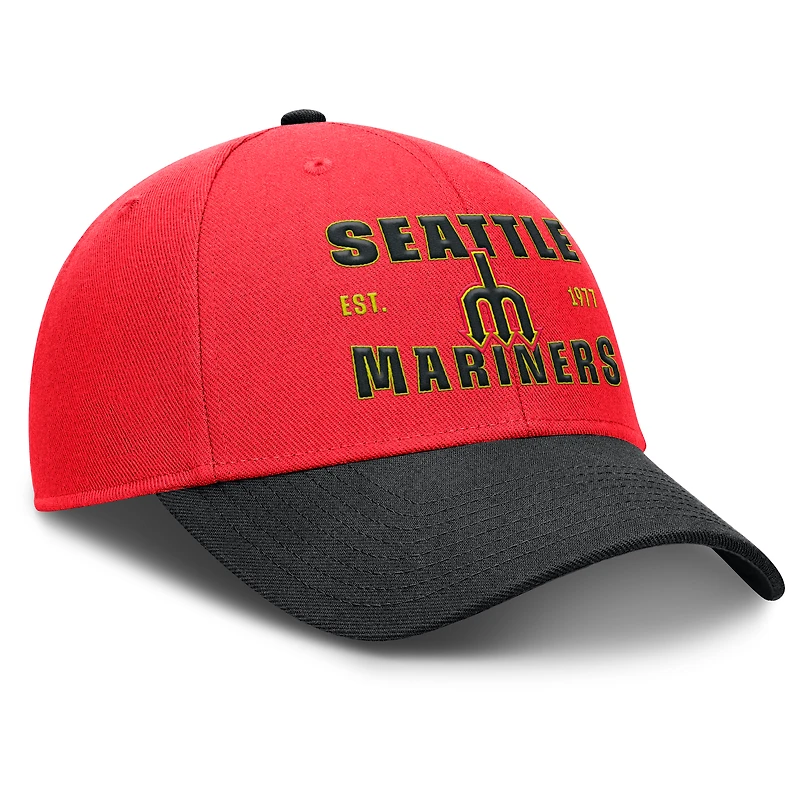 Casquette ajustable Nike pour homme, modèle néon 90s Rise, couleur cramoisi/noir, des Seattle Mariners