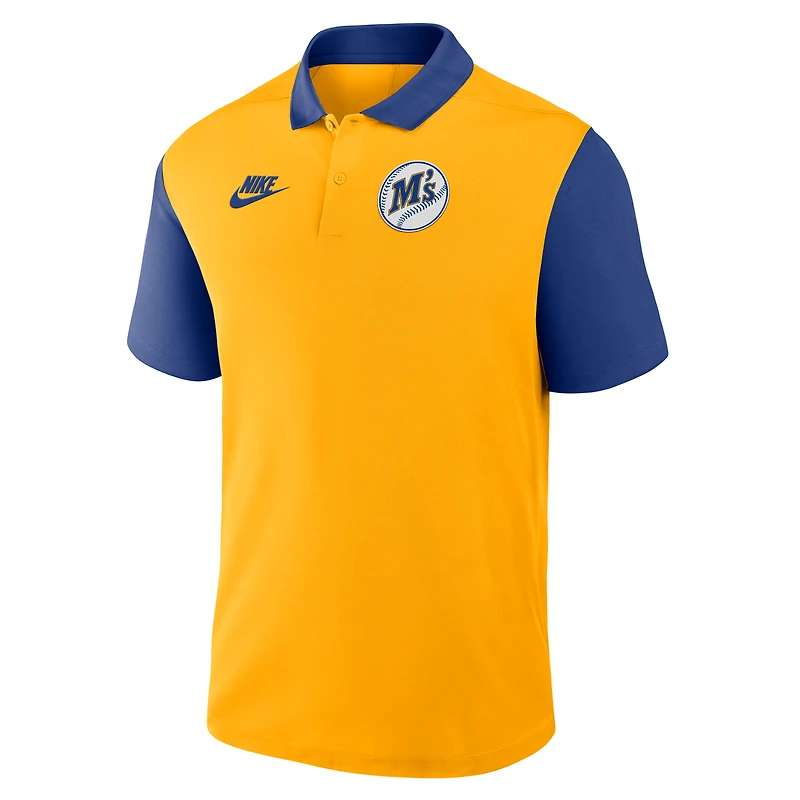 Polo Nike Victory Dri-FIT couleur or/bleu royal pour homme, collection Cooperstown des Seattle Mariners
