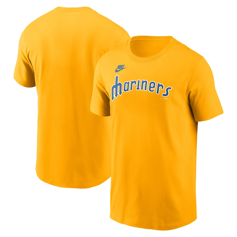 Men's Nike Gold Seattle Mariners Cooperstown Collection Wordmark T-Shirt
