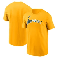 Men's Nike Gold Seattle Mariners Cooperstown Collection Wordmark T-Shirt