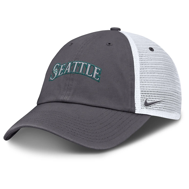 Casquette de camionneur ajustable Nike grise Seattle Mariners Wordmark Club pour homme