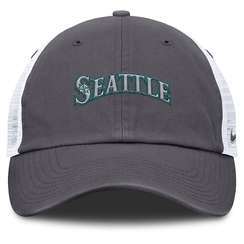 Casquette de camionneur ajustable Nike grise Seattle Mariners Wordmark Club pour homme