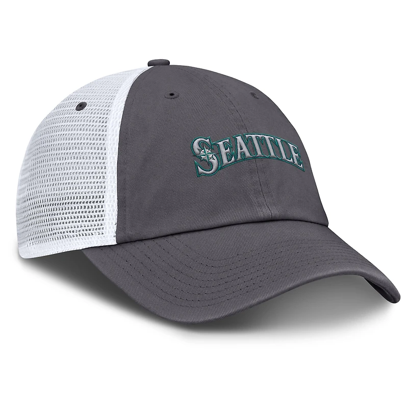 Casquette de camionneur ajustable Nike grise Seattle Mariners Wordmark Club pour homme