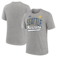 T-shirt Nike gris chiné pour homme, collection Cooperstown Retro Tri-Blend des Seattle Mariners