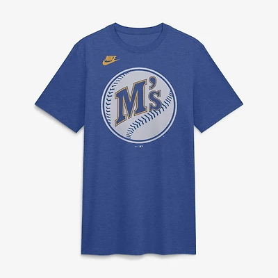 Men's Nike Heather Royal Seattle Mariners Cooperstown Logo Tri-Blend T-Shirt