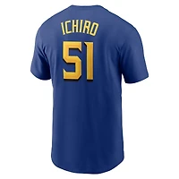 T-shirt Nike pour homme Ichiro Suzuki Royal Seattle Mariners City Connect avec nom et numéro
