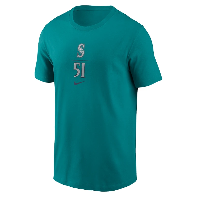 T-shirt Nike Ichiro Suzuki bleu sarcelle pour homme, joueur des Seattle Mariners 2025 du Temple de la renommée baseball national