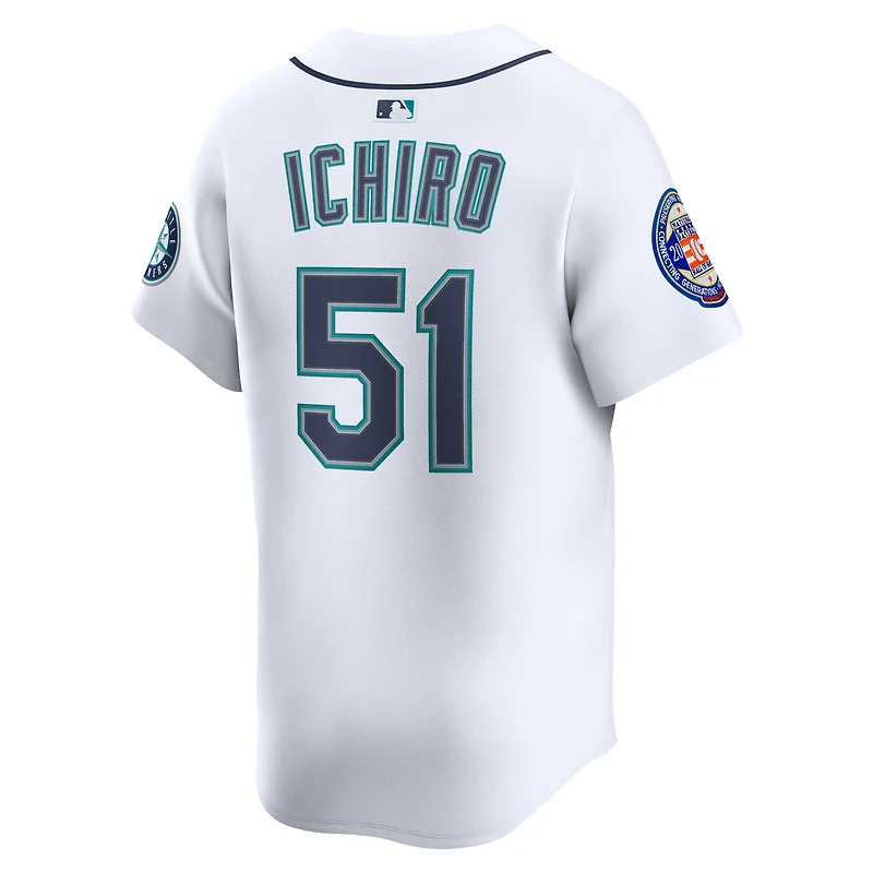 Maillot Nike Ichiro Suzuki pour homme, blanc, Seattle Mariners 2025 National Baseball Hall of Fame, édition limitée à domicile