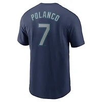 Men's Nike Jorge Polanco Navy Seattle Mariners Fuse Name & Number T-Shirt