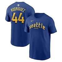 T-shirt Nike Julio Rodríguez Royal Seattle Mariners City Connect pour homme, avec nom et numéro