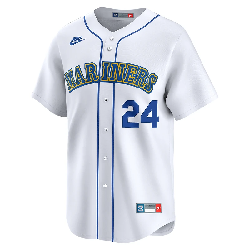 Maillot Nike Ken Griffey Jr. pour homme, blanc, Seattle Mariners Throwback Cooperstown Collection Limited