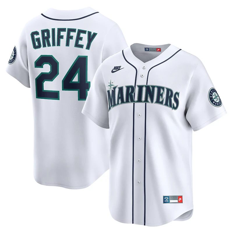 Maillot Nike Ken Griffey Jr. pour homme, blanc, Seattle Mariners Throwback Cooperstown Collection Limited