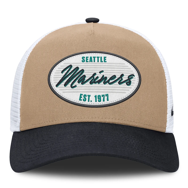 Men's Nike  Khaki/Navy Seattle Mariners Rise A-Frame Trucker Adjustable Hat
