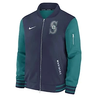 Men's Nike Navy/Aqua Seattle Mariners Authentic Collection Dugout Full-Zip Bomber Jacket