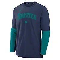 Pull léger Nike Dri-FIT pour homme, bleu marine/bleu sarcelle, collection authentique des Seattle Mariners