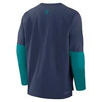 Pull léger Nike Dri-FIT pour homme, bleu marine/bleu sarcelle, collection authentique des Seattle Mariners