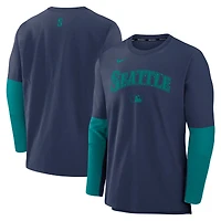 Pull léger Nike Dri-FIT pour homme, bleu marine/bleu sarcelle, collection authentique des Seattle Mariners